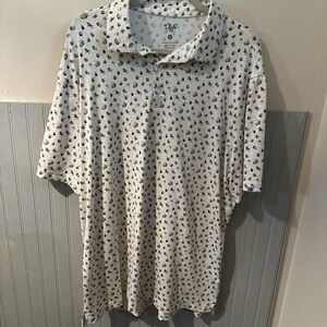 Men's 1764 White "Vacay" Patterned Polo Shirt